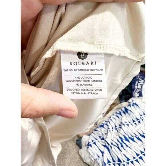 Solbari Mens Long Sleeve T-Shirt Sun Protection UPF50+ Crew Neck Oatmeal XXL - Picture 4 of 4